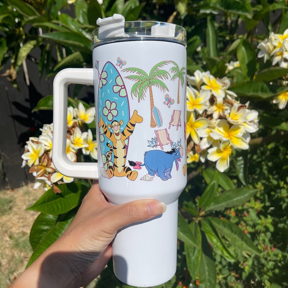 Disney Winnie the Pooh Beach Surfboard Brand  40 oz Tumbler double wall stainles - Picture 2 of 6